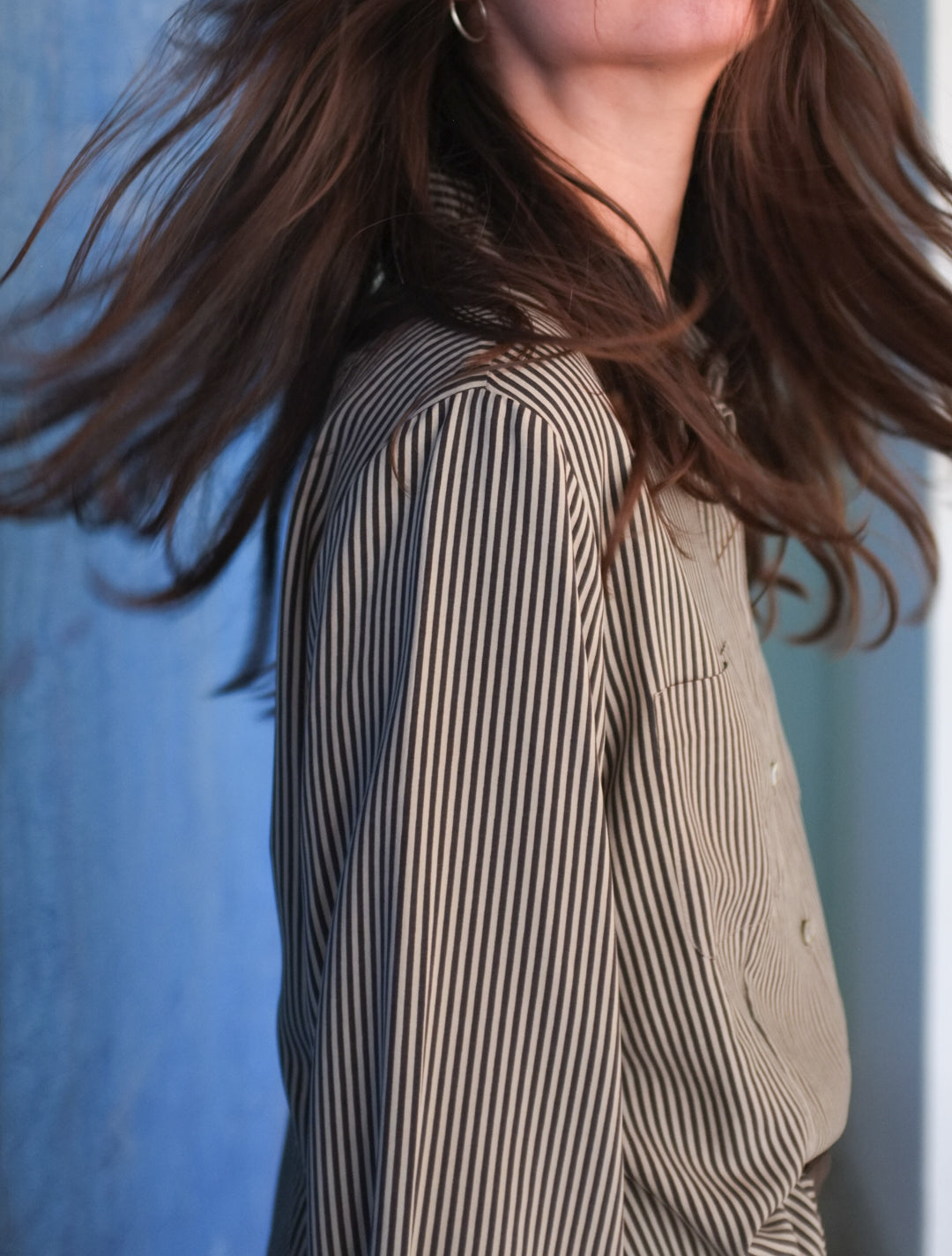 Brown Silk Stripes Shirt