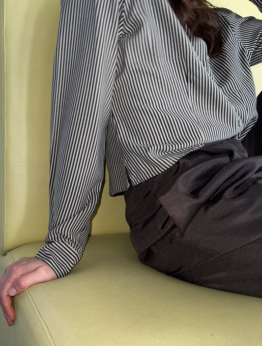 Brown Silk Stripes Shirt