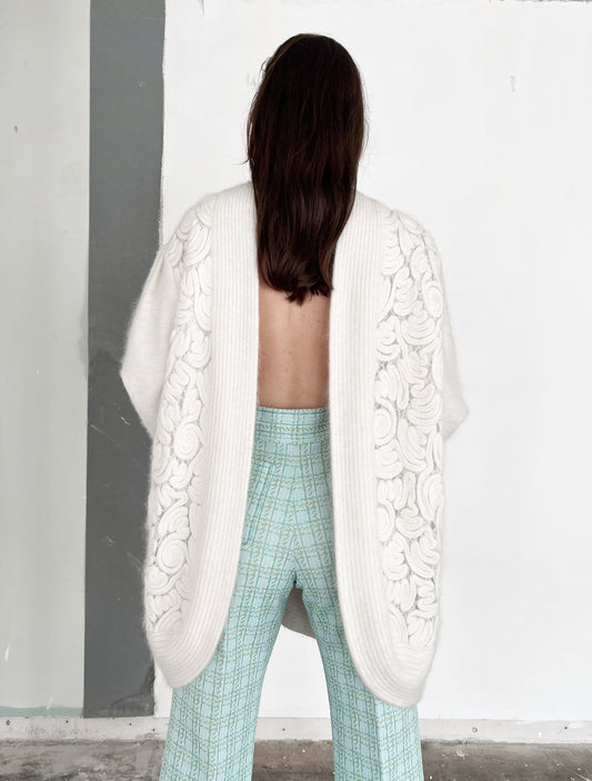 White Angora Knit Coat